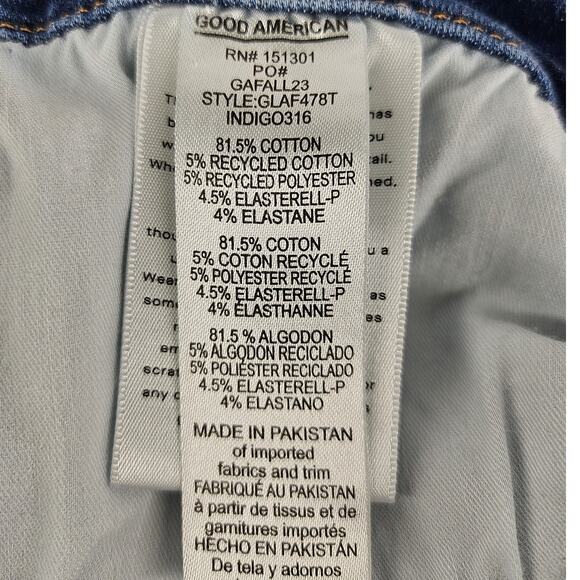 GOOD AMERICAN WOMEN'S FALL 23 INDIGO316 BLUE STRAIGHT LEG JEANS – SIZE 6-12 - Picture 4 of 12